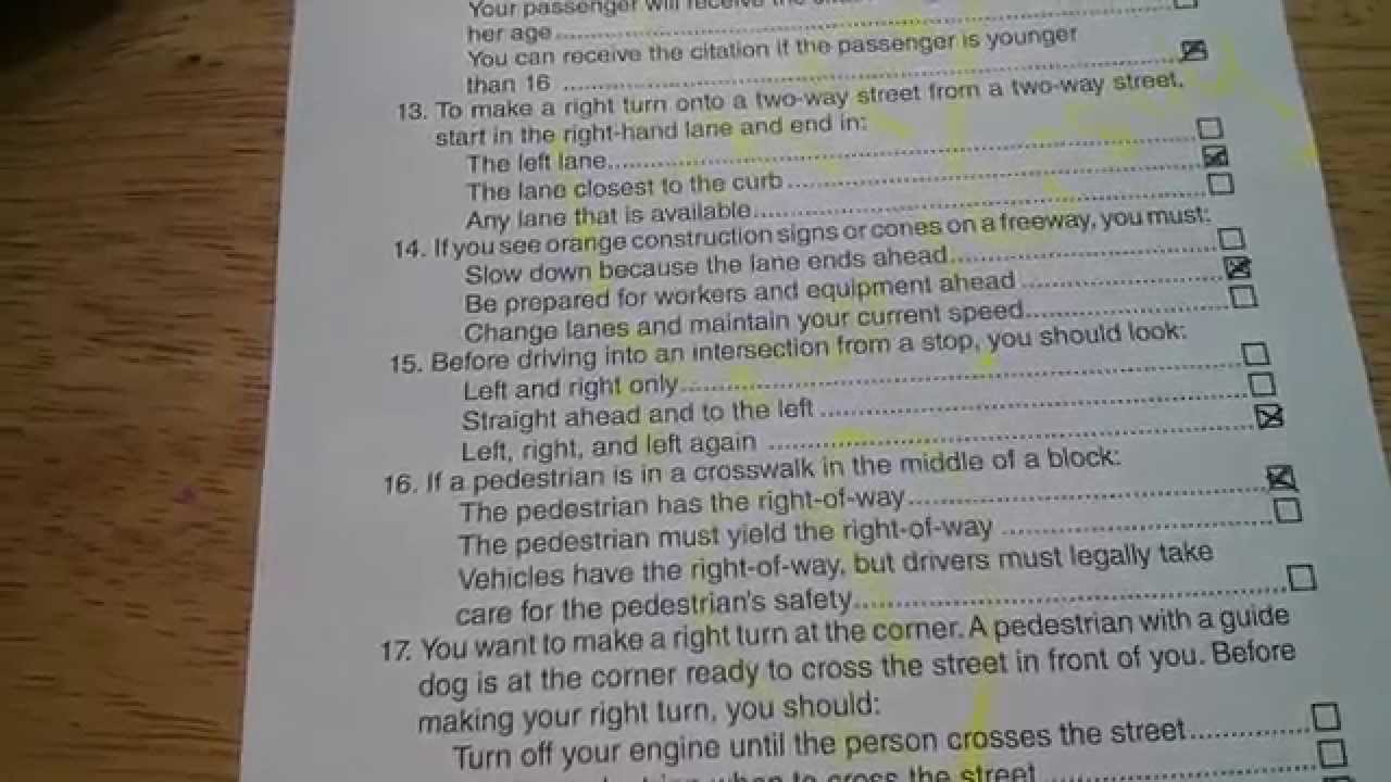 dmv written exam cheat sheet